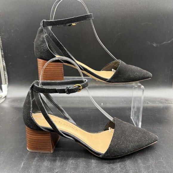 Gibson Latimer Black Pointed Toe Suede block heel Womens size 7M - Picture 1 of 5